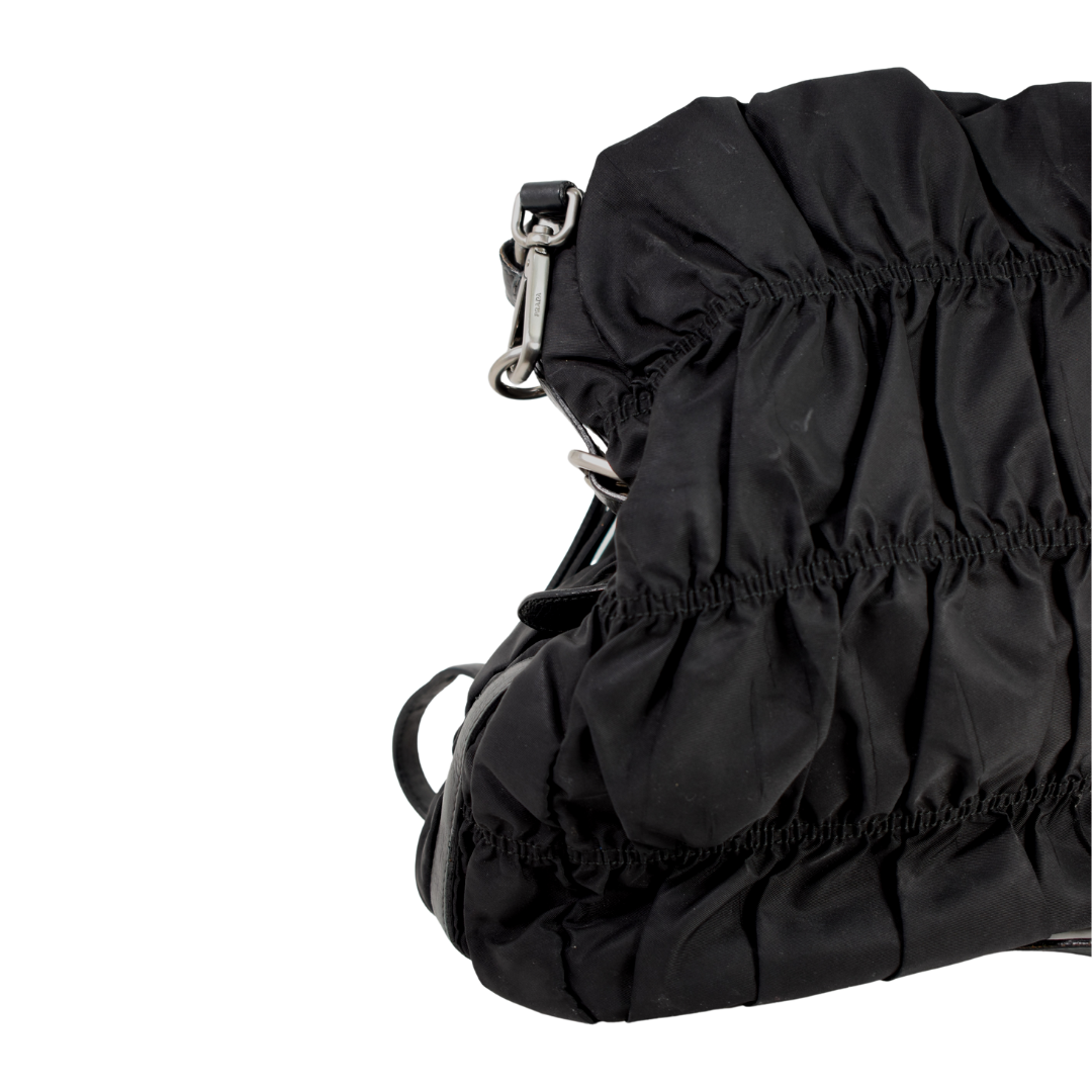 Prada Black Tessuto Gaufre Nylon Shoulder Bag
