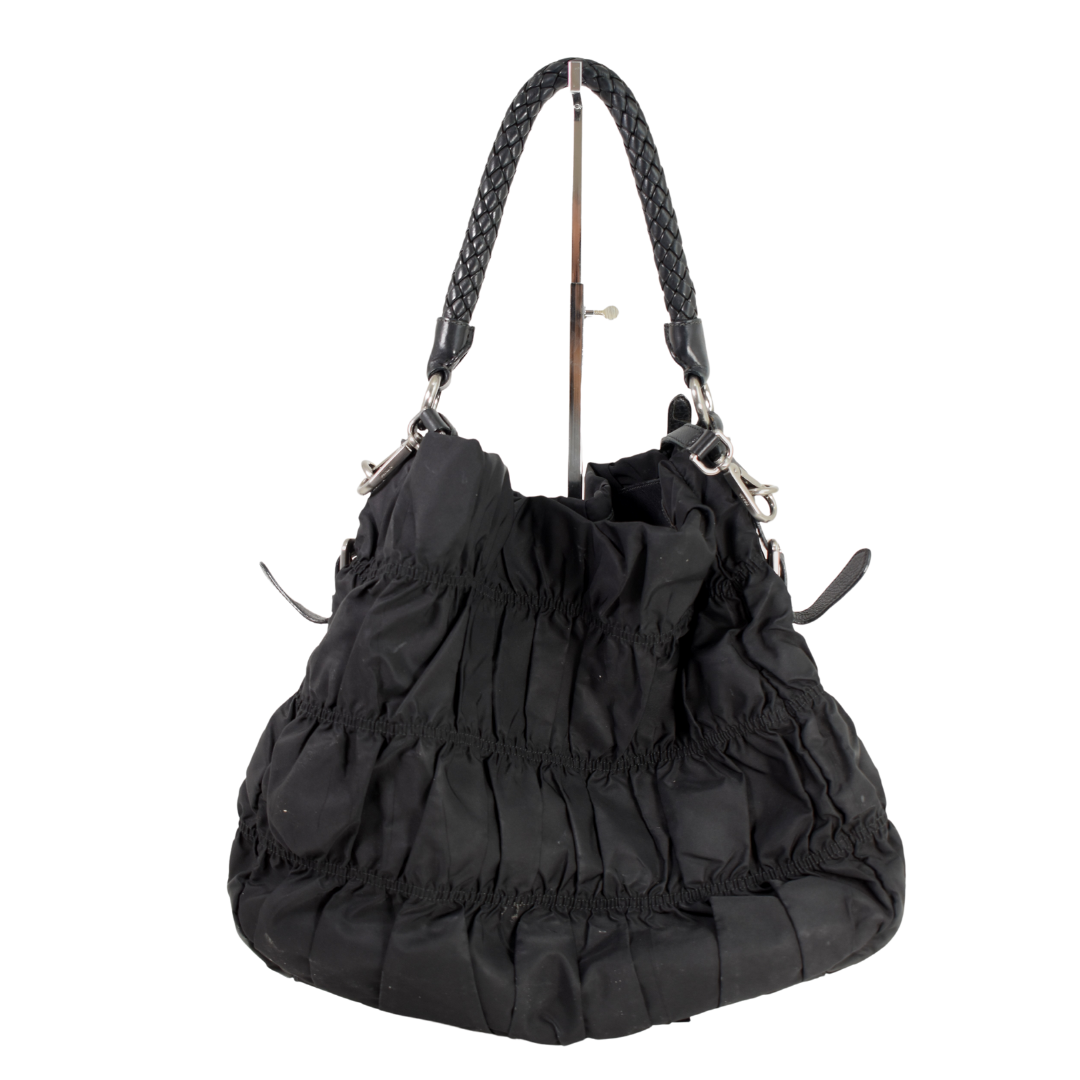 Prada Black Tessuto Gaufre Nylon Shoulder Bag