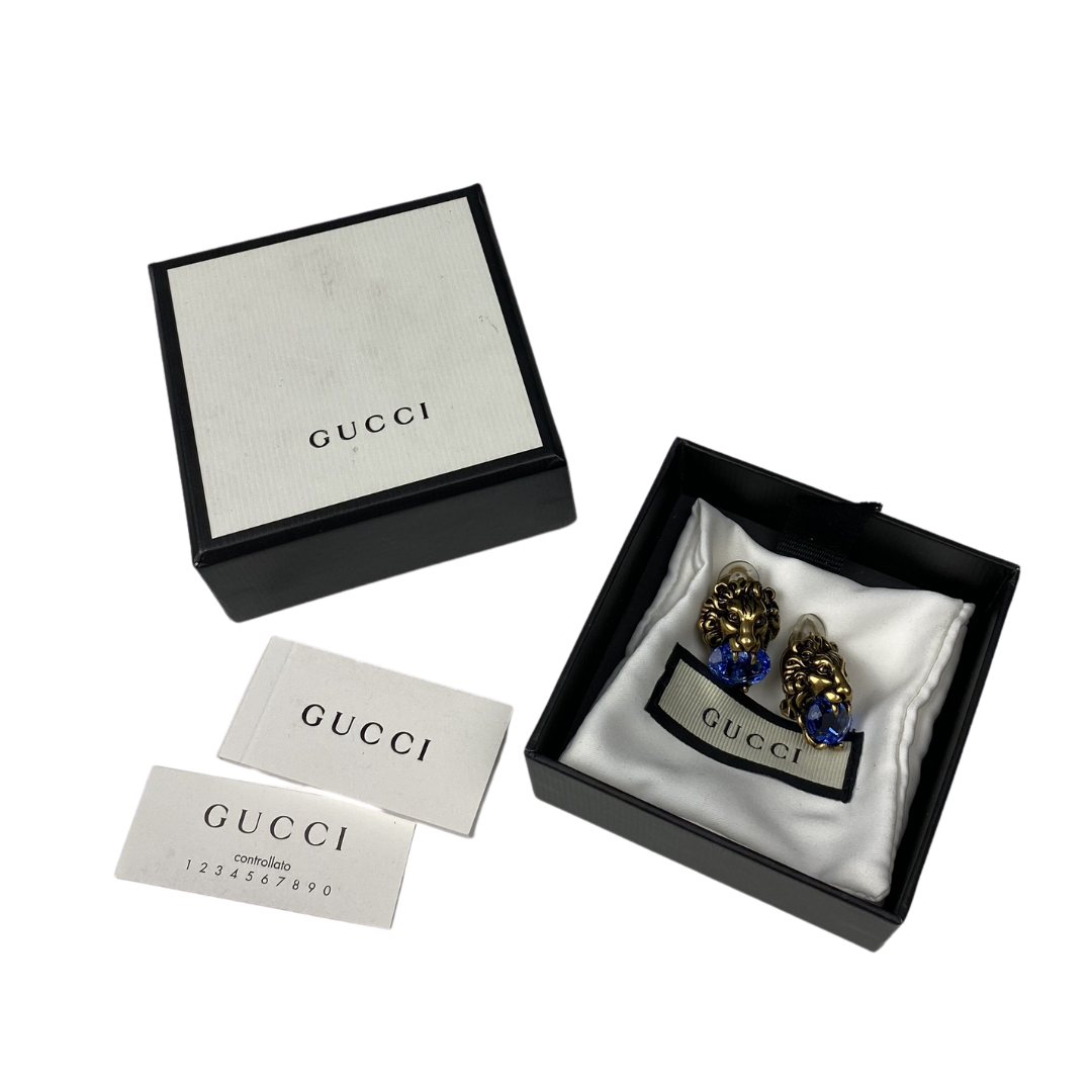 Gucci Crystal Lion Head Sapphire Blue