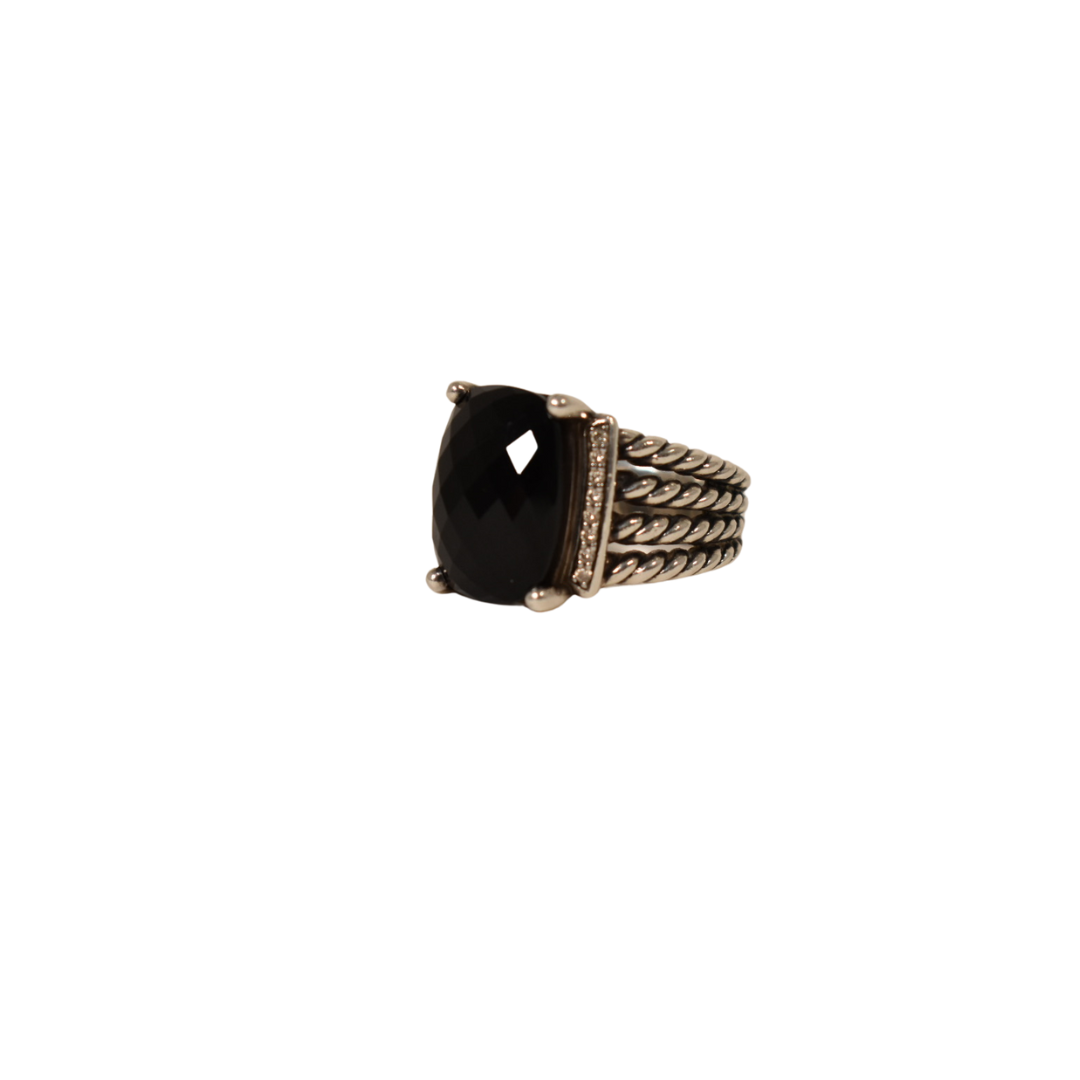 David Yurman Wheaton® Ring with Black Onyx and Pavé Diamonds