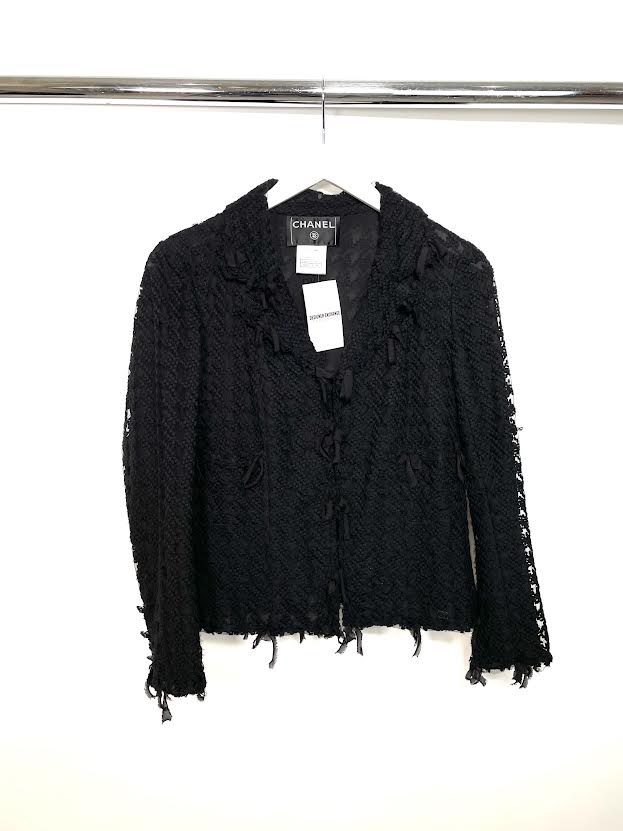 Chanel Houndstooth Mesh Knit Jacket