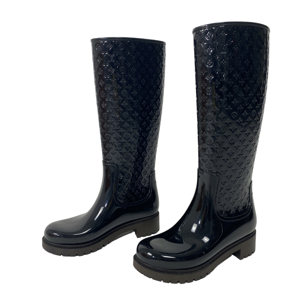 Louis Vuitton Black Monogram Rubber Splash Rain Boots Size 8.5/39 - Yoogi's  Closet