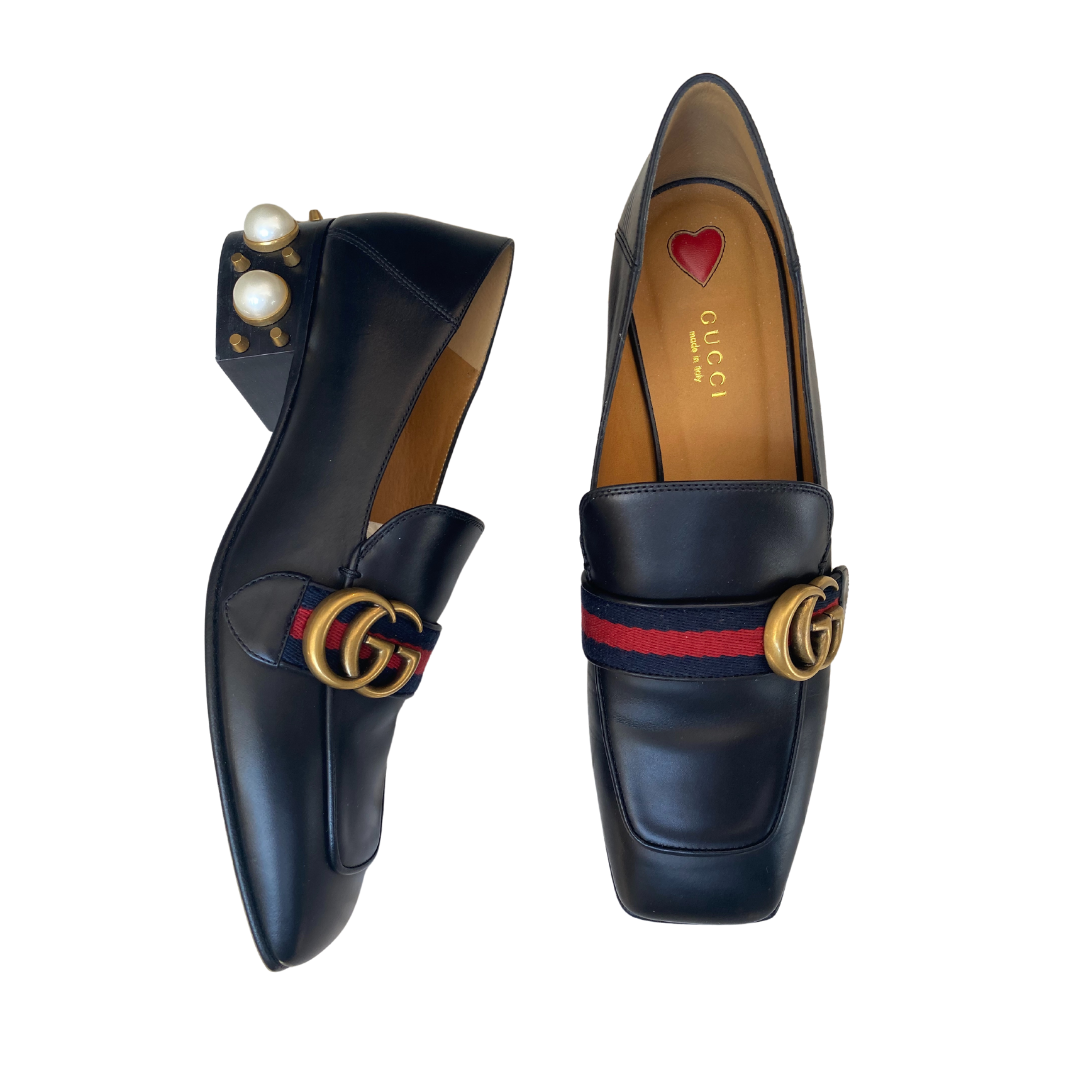 Gucci Leather Mid-Heel Loafer