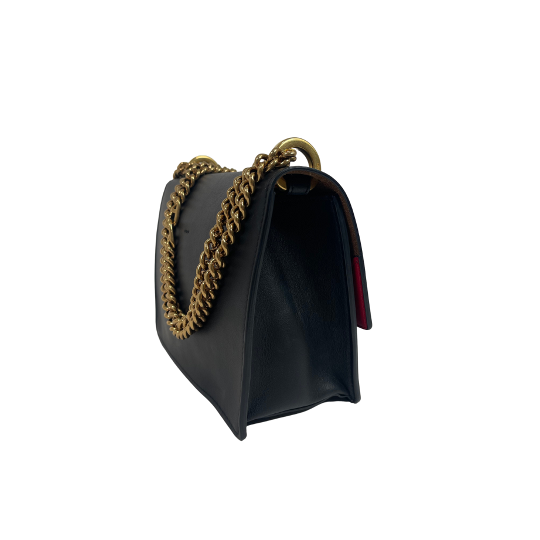 Fendi Black Kan U Leather Shoulder Bag