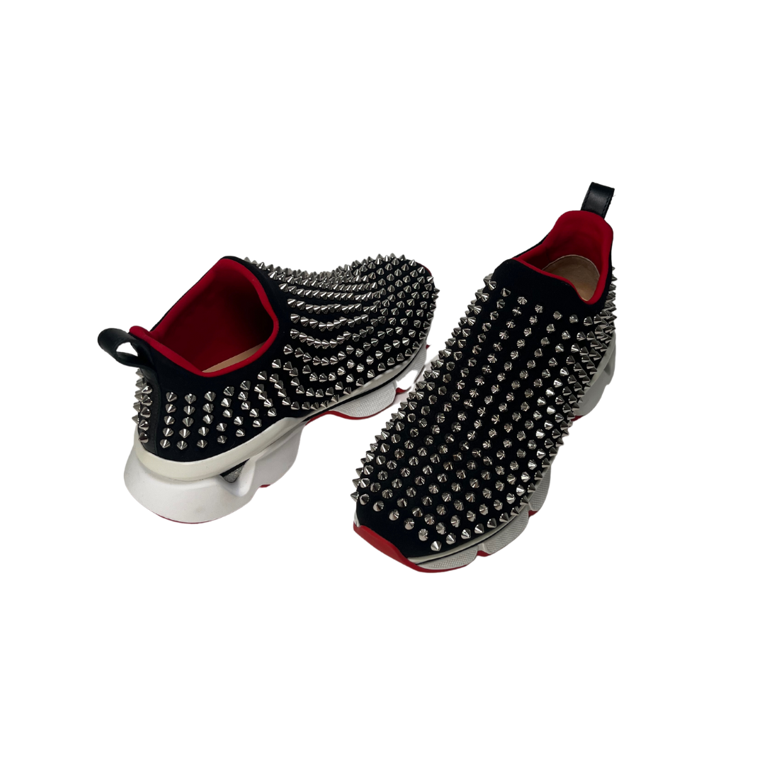 Christian Louboutin Black Donna Spike Sock Sneakers New