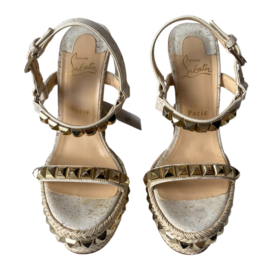 Christian Louboutin Pyradiams Cork Wedge Sandal Size 38 Designer Exchange Consignment TO