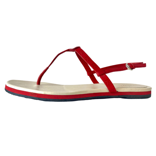 Gucci Red Leather Ankle Strap Sandals