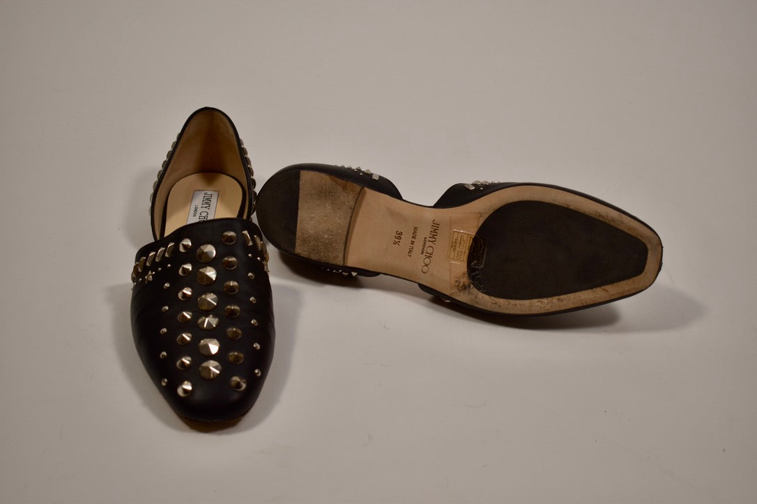 Jimmy Choo D'Orsay Studded Leather Flats (Size 39.5)