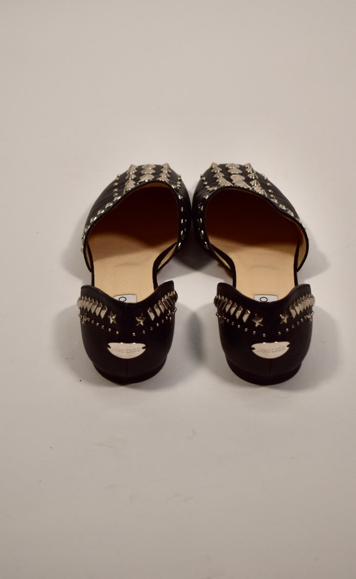 Jimmy Choo D'Orsay Studded Leather Flats (Size 39.5)