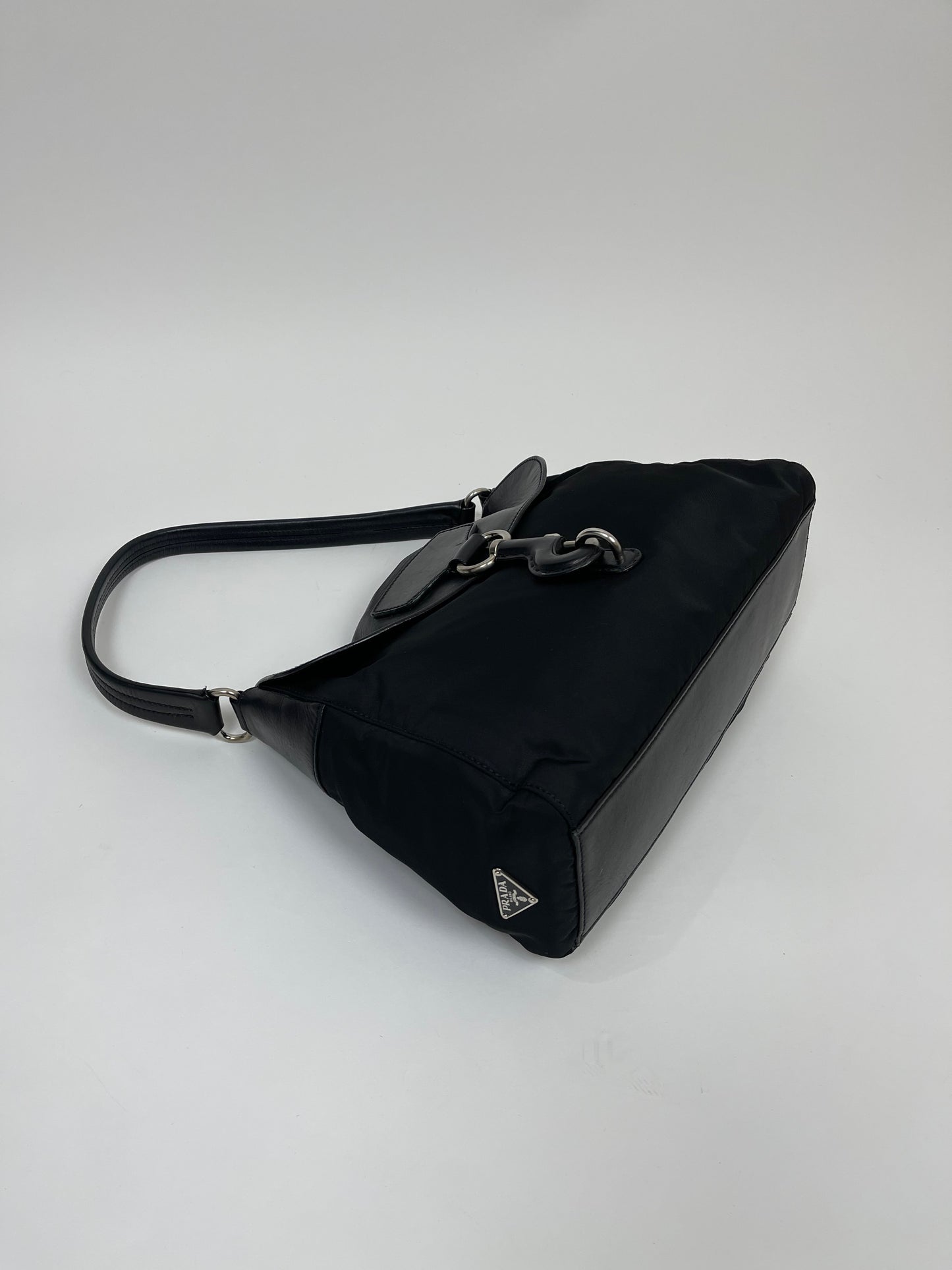 Prada Vintage Tessuto Nylon Clasp Shoulder Bag