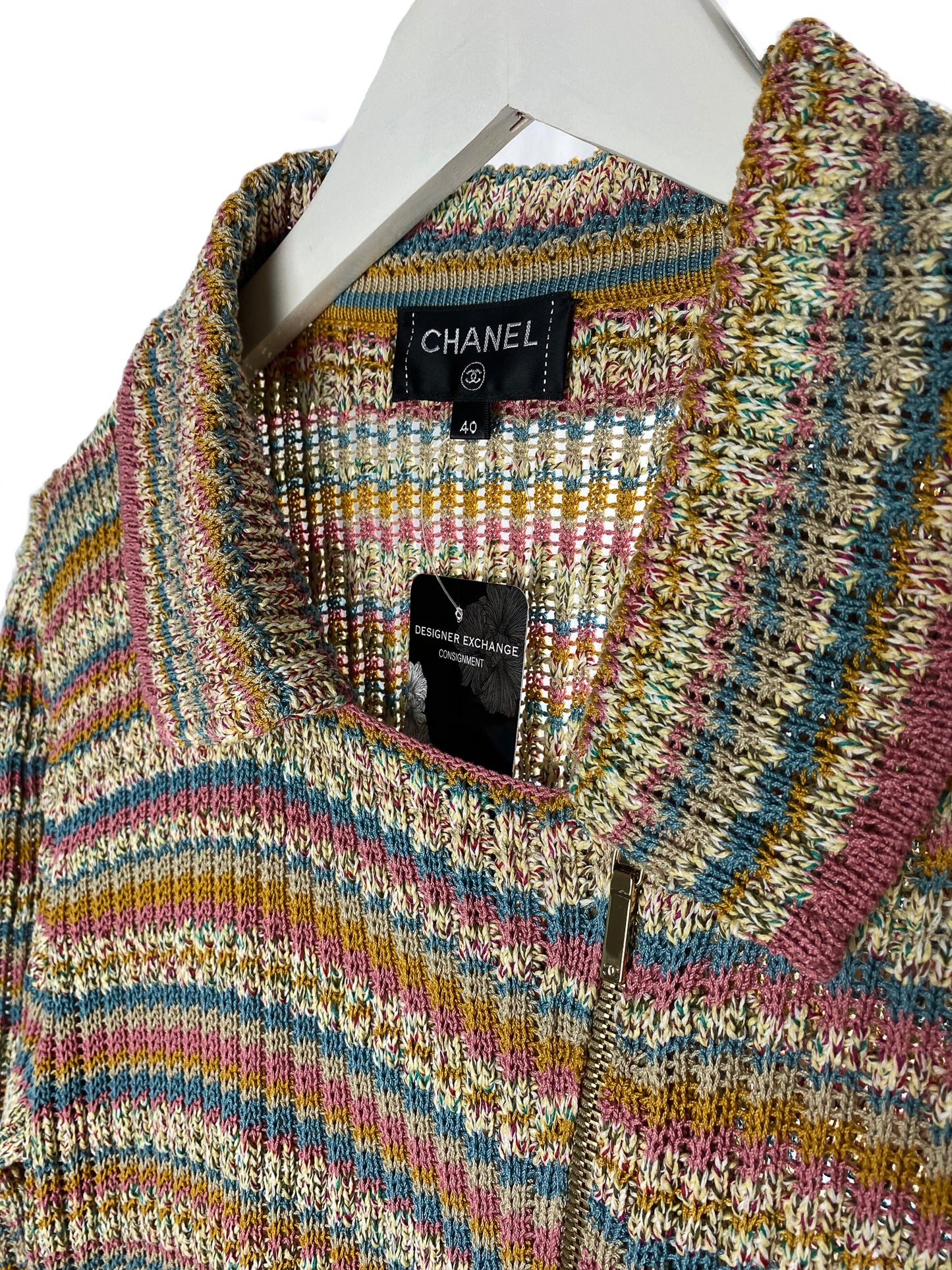 Chanel Rib Knit Cotton Zip Jacket