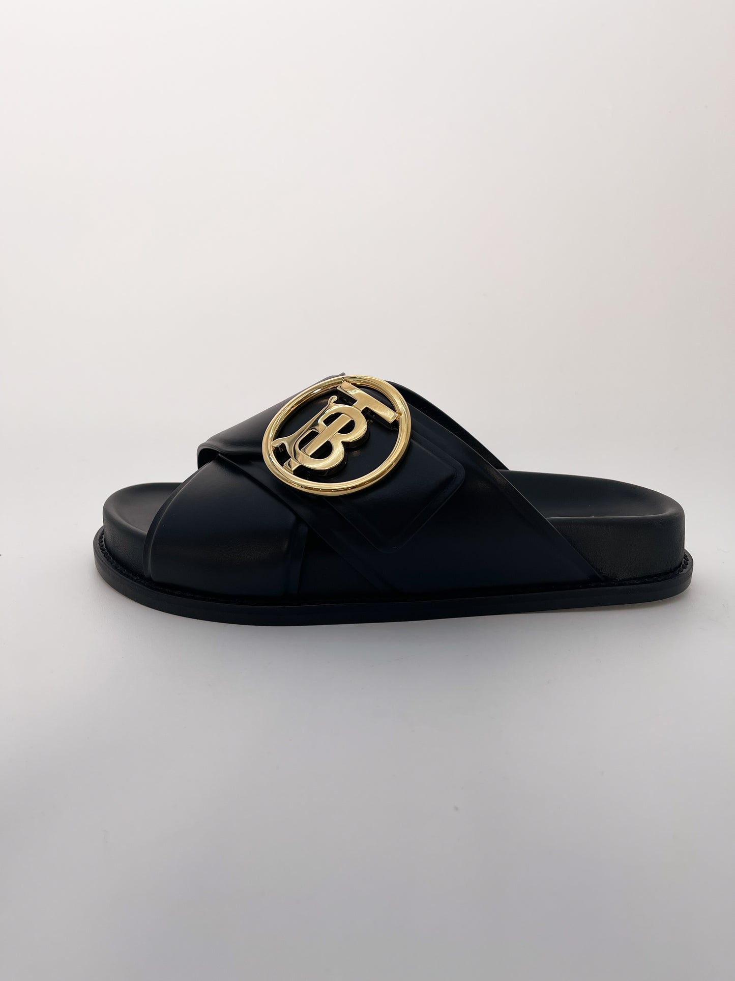Burberry Black Monogram Slide Sandals Size 38