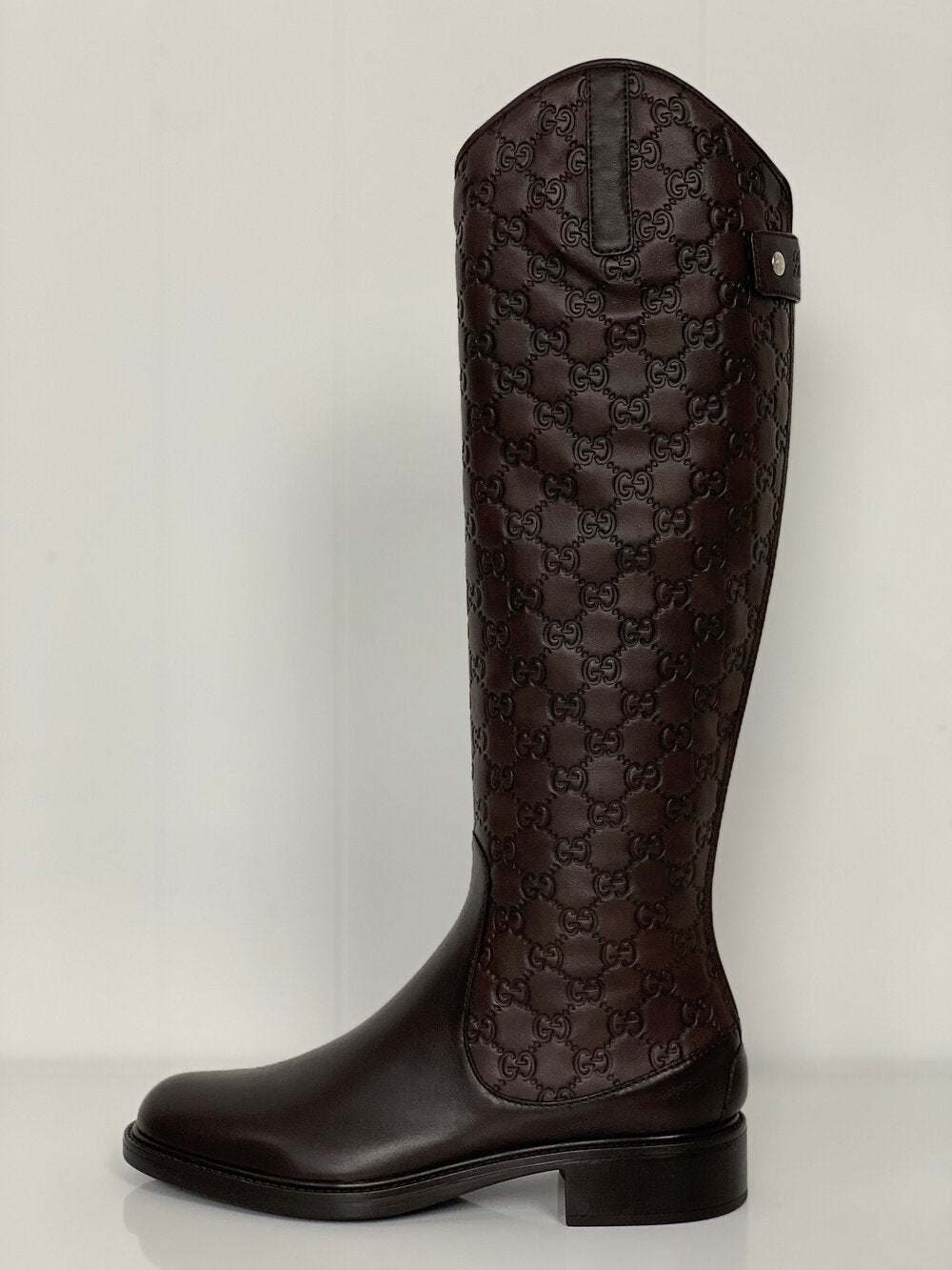Gucci GG Maud Brown Leather Riding Boot