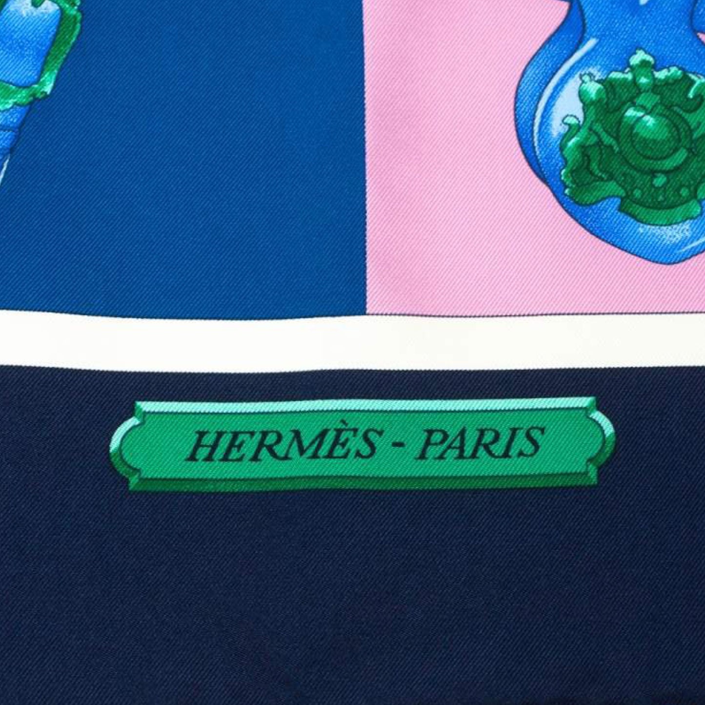 Hermes Marine Blue Harnais De Cour Silk Scarf