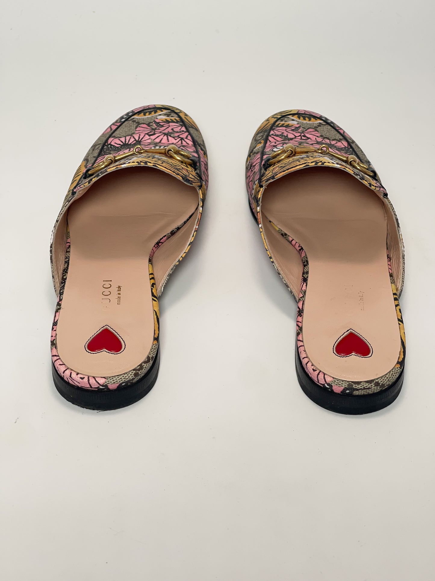 Gucci Multicolour Coated Canvas Princetown Tiger Mules (Size 39)