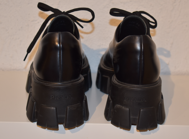 Prada Monolith Brush Leather Lace-Up Shoes (Size 39)