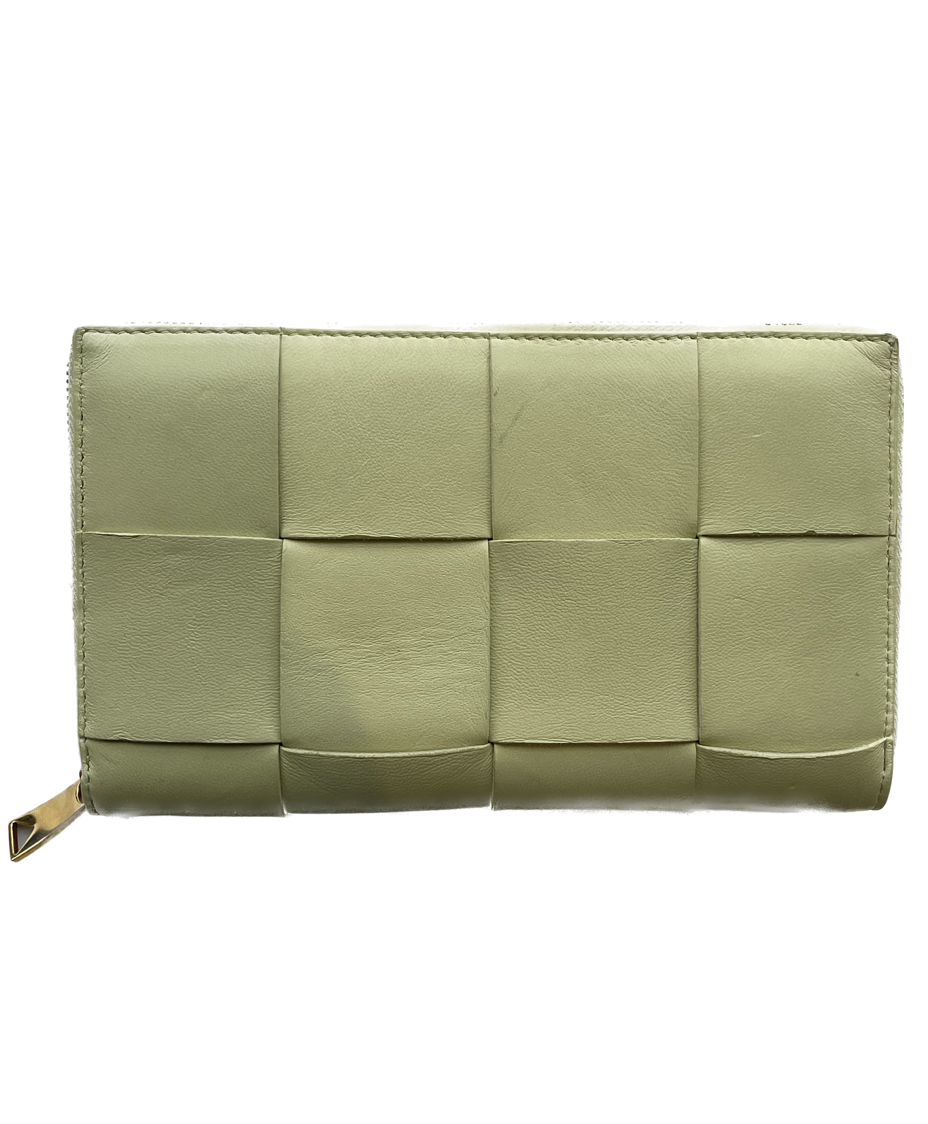 Bottega Veneta Mint-Green Continental Intrecciato Weave Wallet (Large)