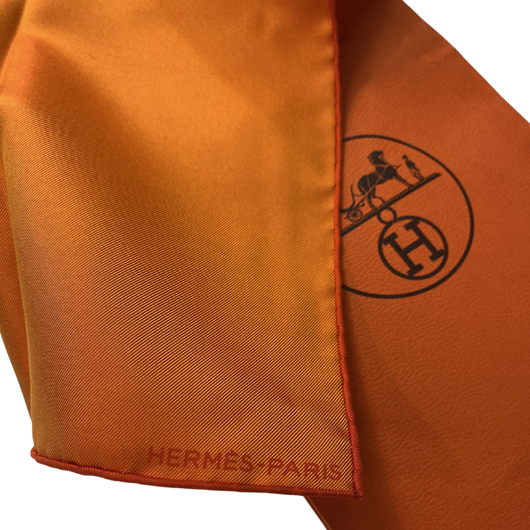 Hermès Signature Orange Silk Square 26in Twill Scarf