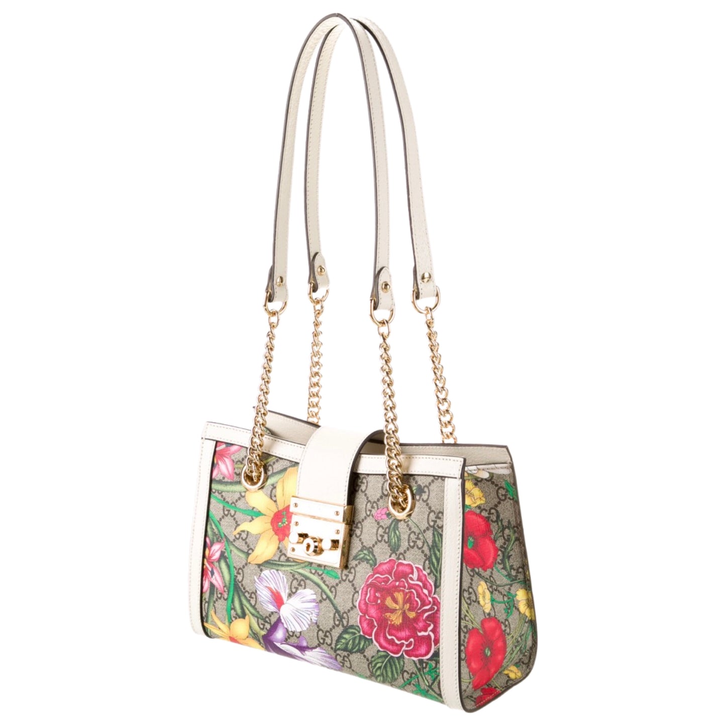 Gucci Supreme Flora Small Padlock Shoulder Bag