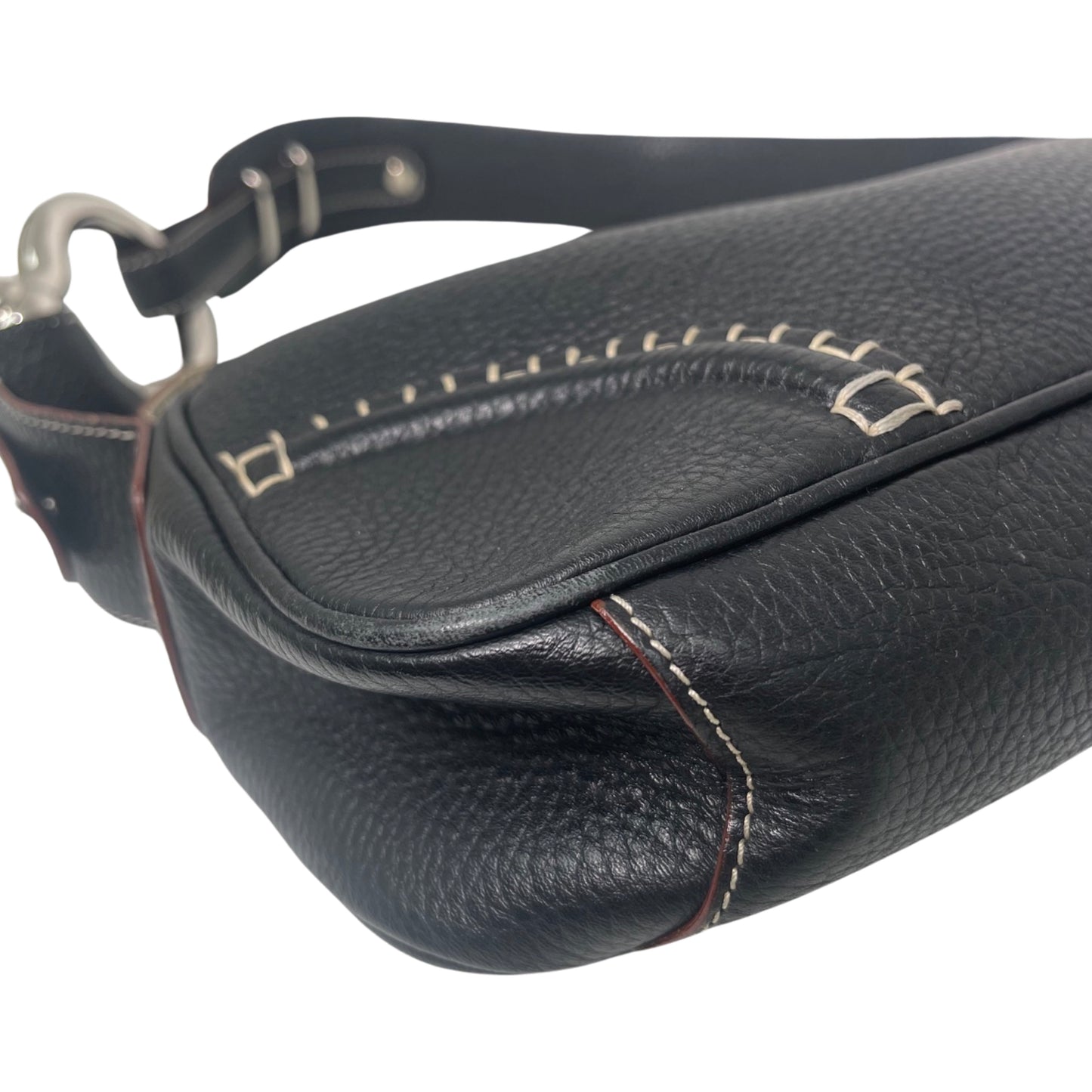 Burberry Stitched Leather Oversized Buckle Shoulder Bag